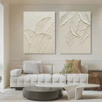 Wabi-Sabi Leaf Texture Relief Painting 2-Piece