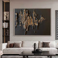 Black & Gold Impasto Abstract Painting