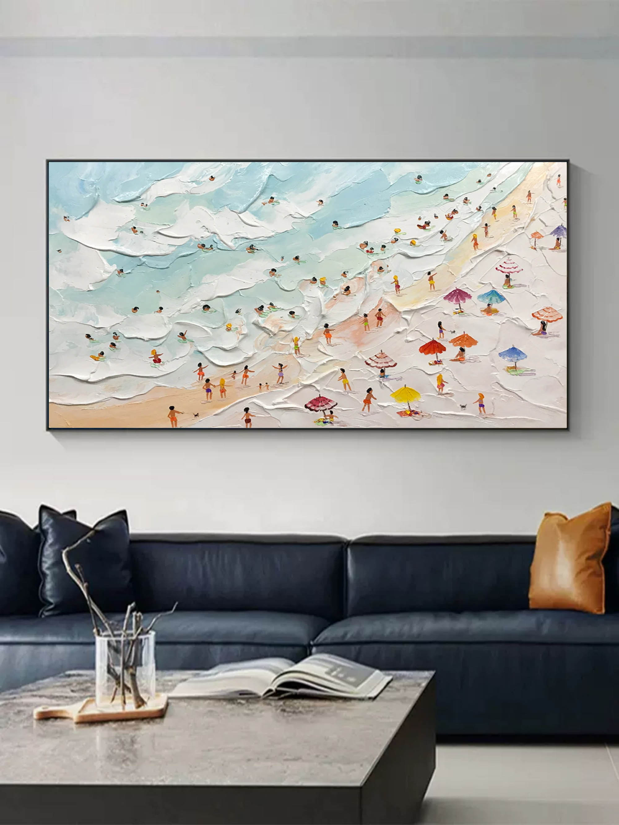 Aerial Beach Painting Impasto Coastal Wall Art