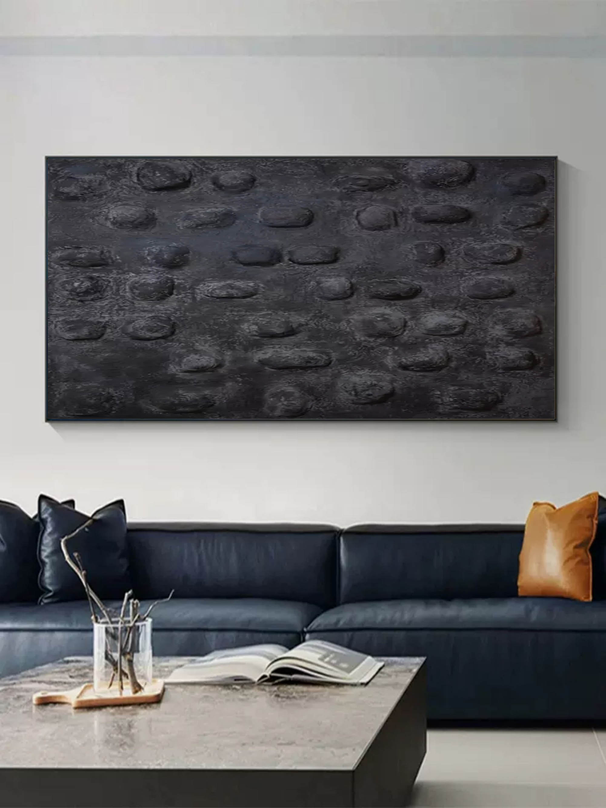 Plaster Art Dark Textured Stone Pattern Abstract Painting