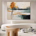 Autumn Landscape Painting Impasto Textured Wall Art