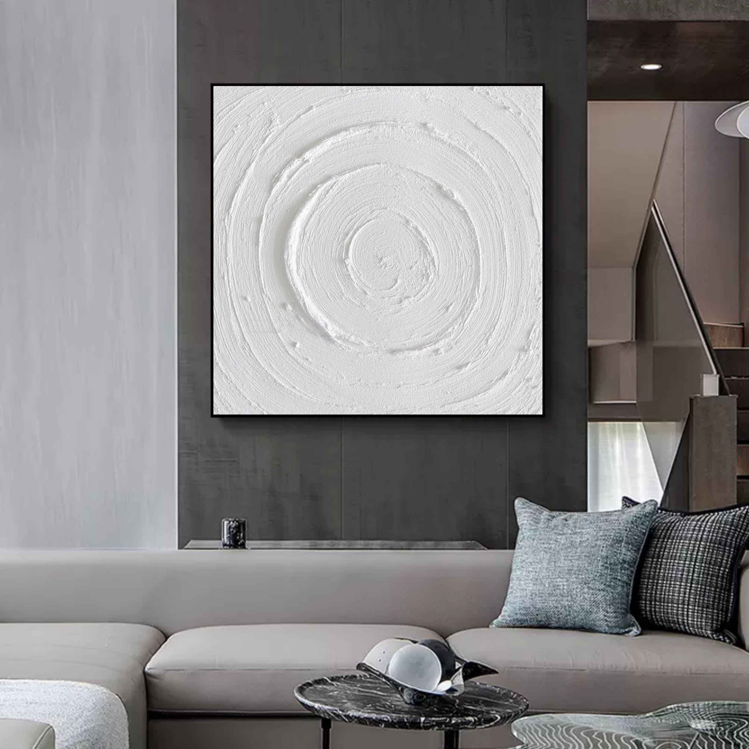 Plaster Art White Circular Texture 3D Painting