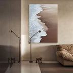 Minimalist Beach Wave Bas-Relief Painting