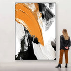 Vibrant Orange Abstract Oil Painting
