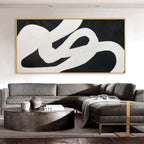 Wabi-Sabi Black White Curved Texture Painting