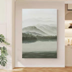 Serene Misty Mountain Landscape Painting