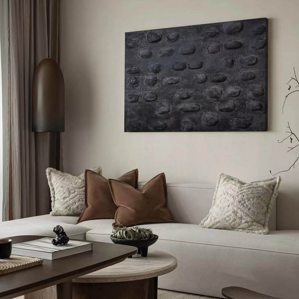 Plaster Art Dark Textured Stone Pattern Abstract Painting