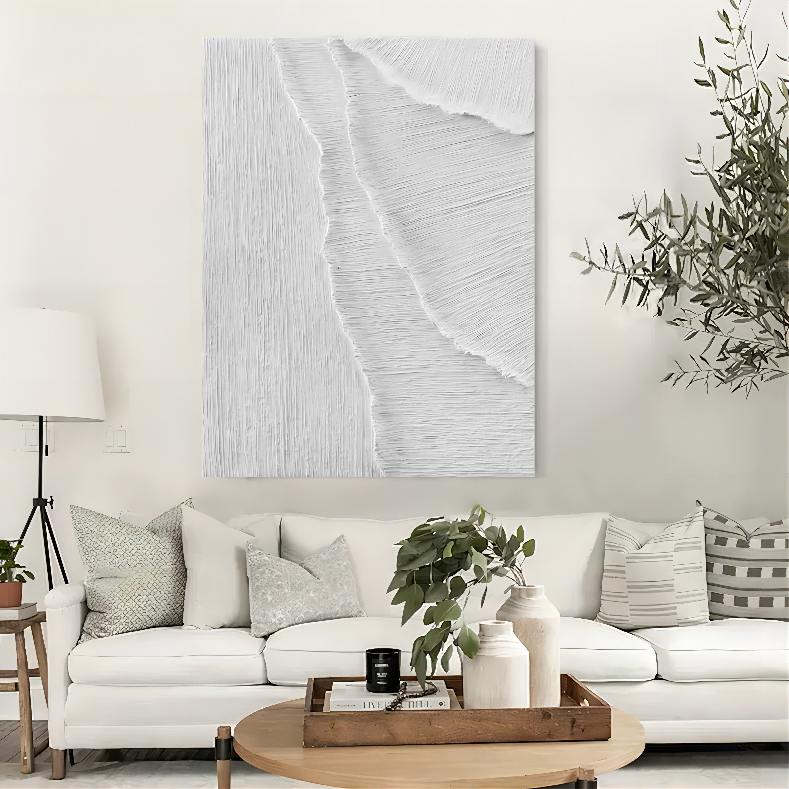 Monochrome Textured Wave Oil Painting