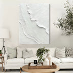 3D Textured White Wave Painting Organic Wall Art