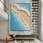 Diagonal Coastal Wave Impasto Painting