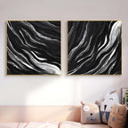 Wall Art Abstract Motion Deep Black Artistic Linen