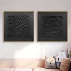 Monochrome Textured Diptych Bas-Relief Painting