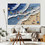 Aerial Beach Day Impasto Painting