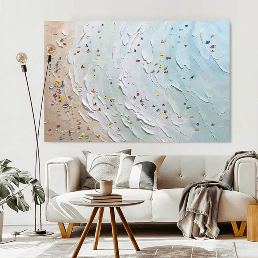 Beach Wave with Confetti Impasto Painting