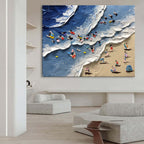 Aerial Beach Day Impasto Painting