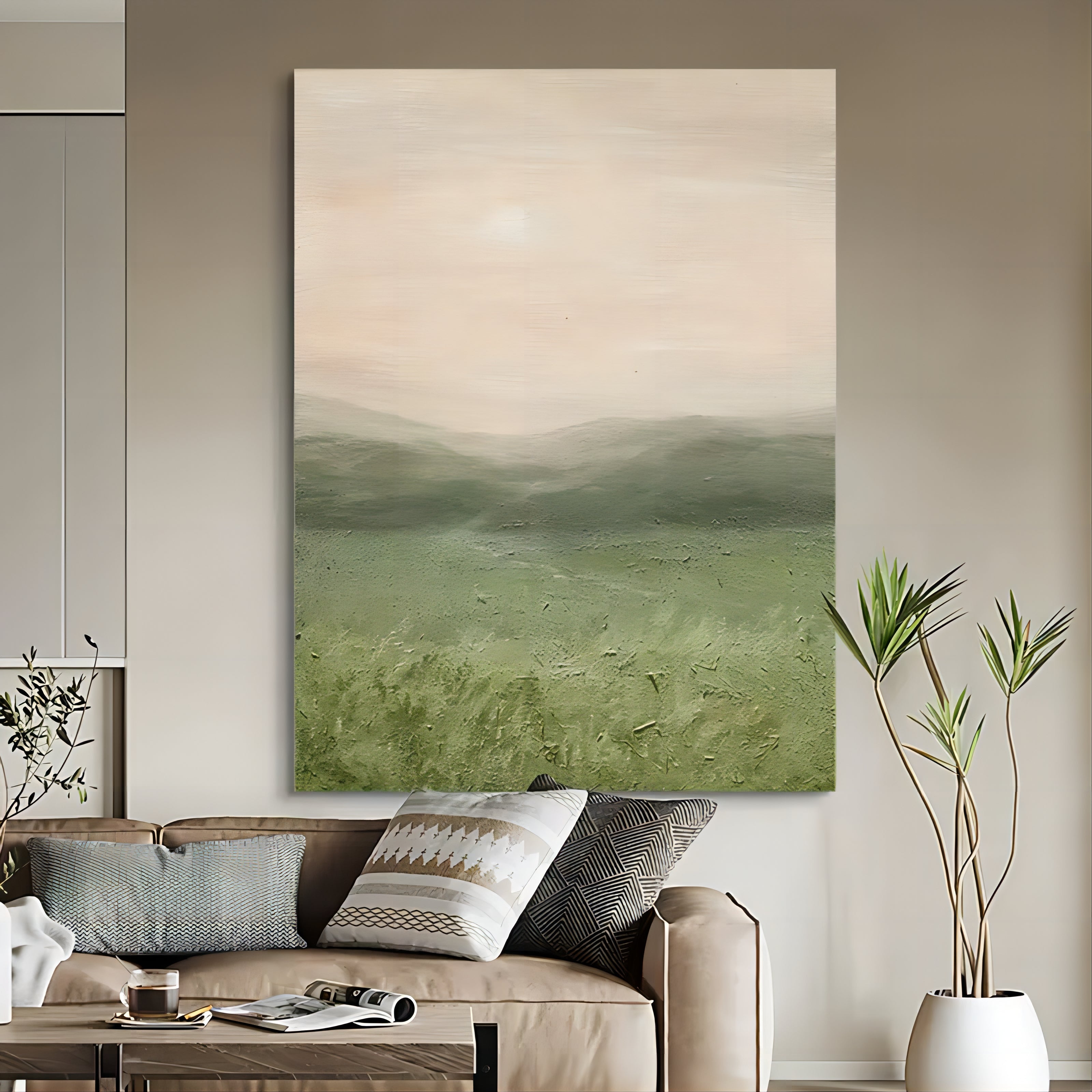 Serene Green Valley Art Oil Painting