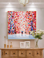 Rainy City Dot Art Oil Painting