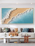 Aerial Beach Waves 3D Impasto Painting