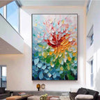 Vibrant Floral Impasto Painting Textured Blooming Flower