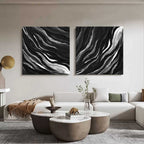 Wall Art Abstract Motion Deep Black Artistic Linen