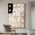Neutral Textured 3D Block Oil Painting Black Minimalist