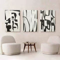Monochrome Abstract Triptych Oil Painting