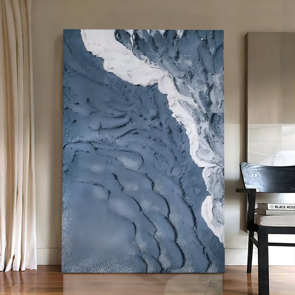 Textured Coastal Wave Relief Painting