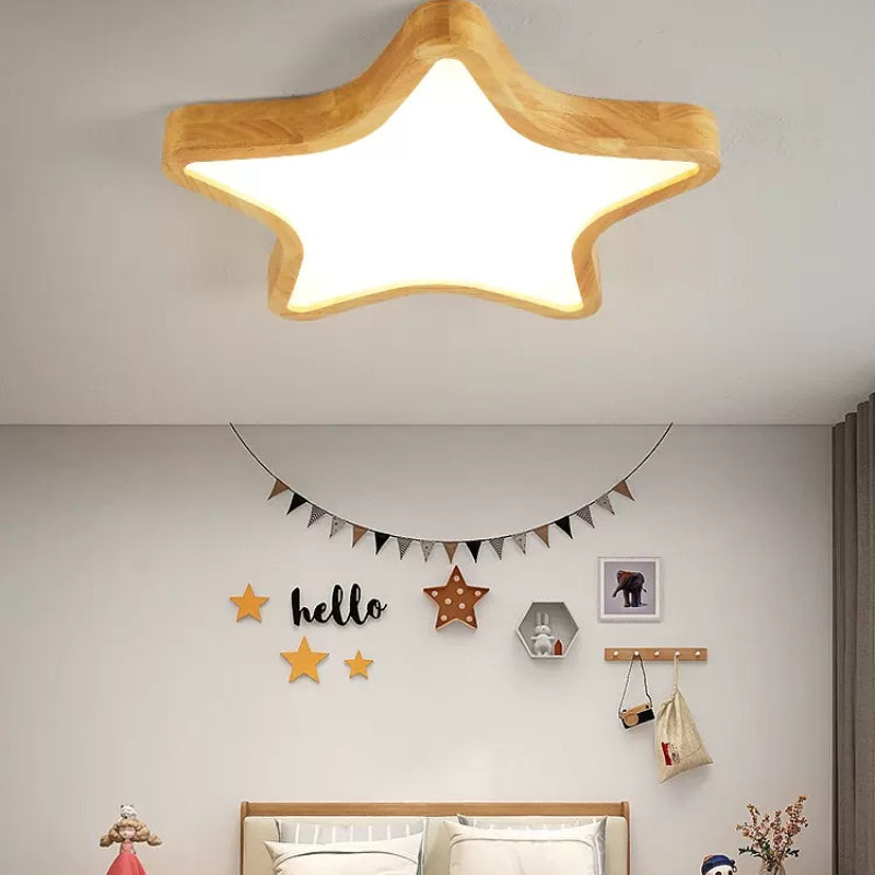 Aria Modern Flush Mount Ceiling Light Wood Living Room/Bedroom