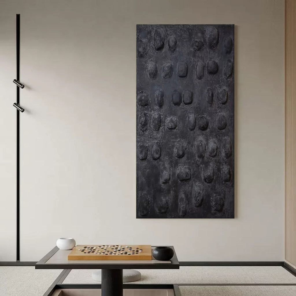 Plaster Art Dark Textured Stone Pattern Abstract Painting