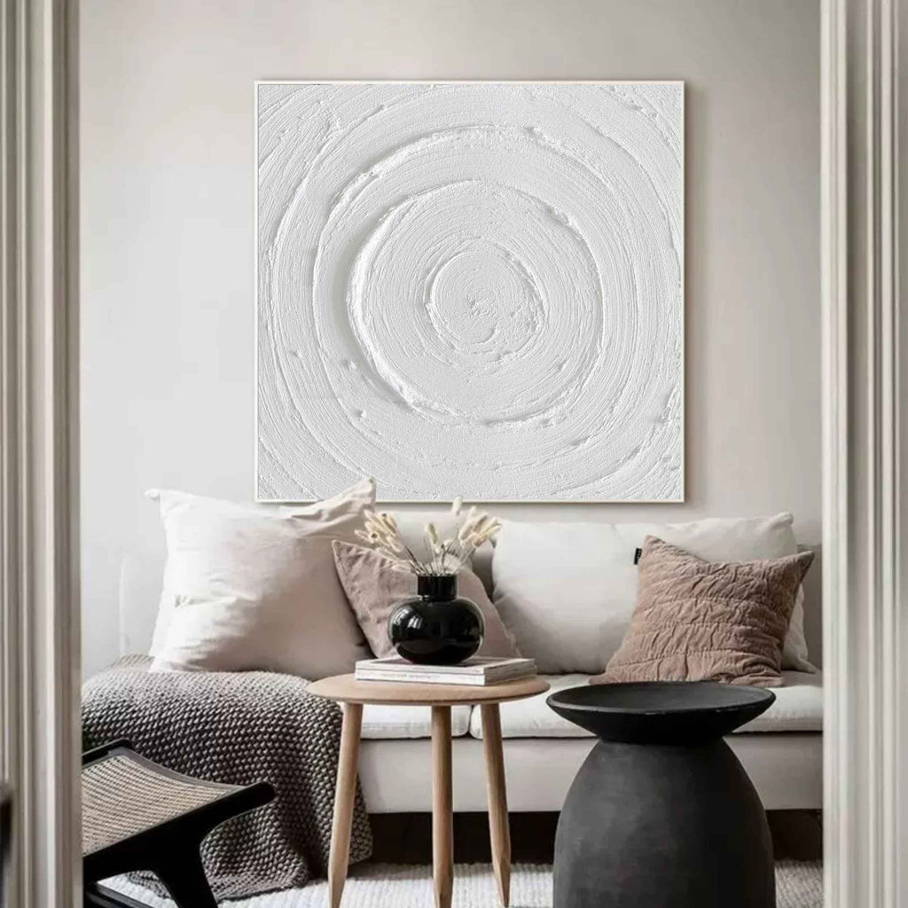 Plaster Art White Circular Texture 3D Painting
