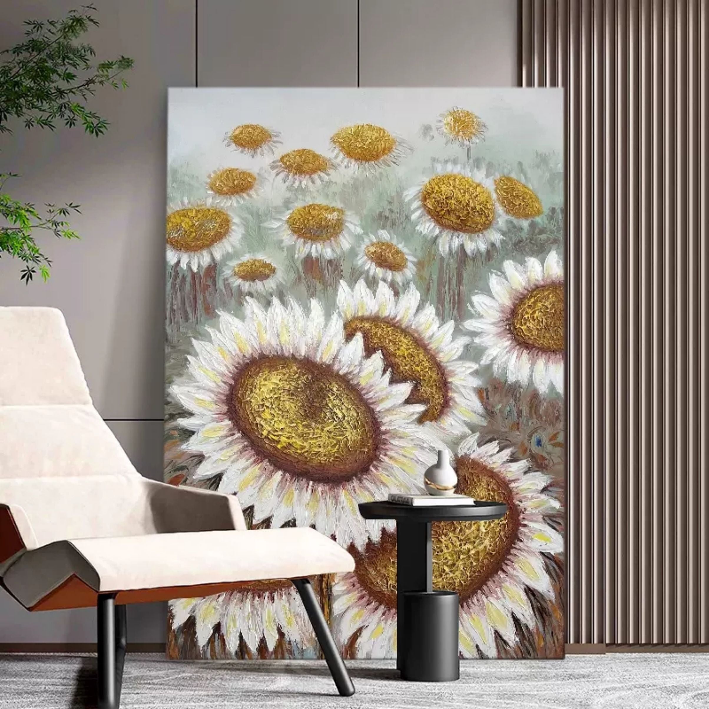 Textured Sunflower Wall Art Gold Accent Floral