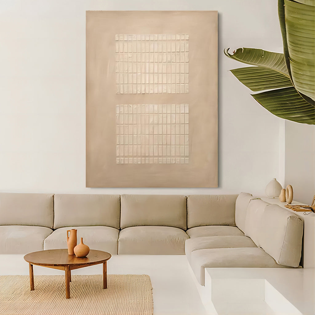 Wabi-Sabi Dual Grid Bas-Relief Painting