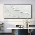 Minimalist 3D Textured White Wall Art Ocean Waves Painting
