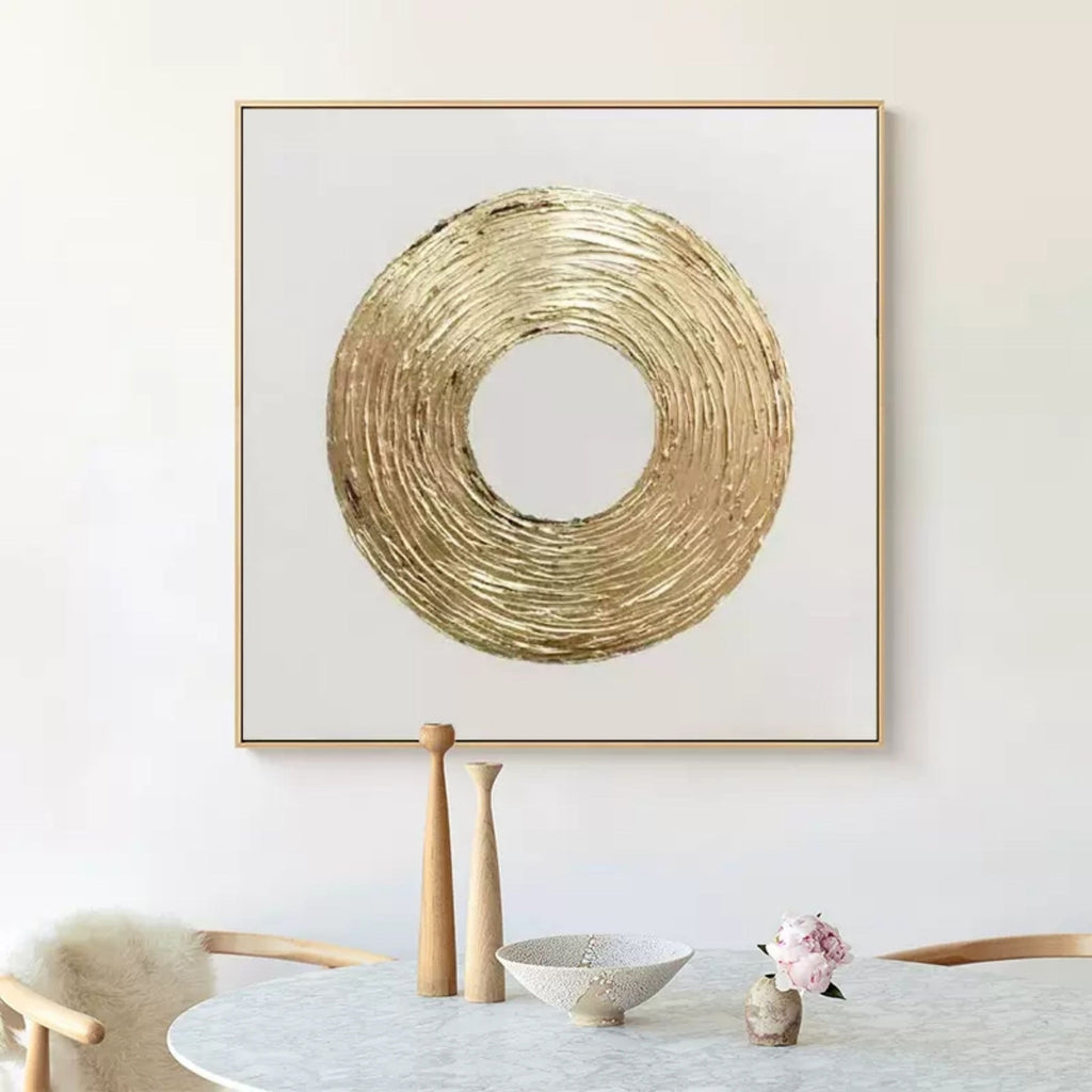 Gold Textured Ring Minimalist Abstract Oil Painting