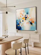 Geometric Pixel Painting Warm Orange Blue