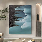 Plaster Coastal Textured Seascape Abstract Painting