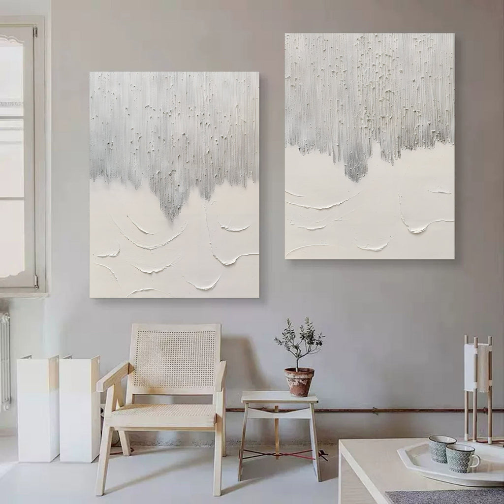Silver White Gradient Textured 2 Piece Wall Art Set