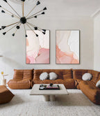 Textured 3D Diptych Wall Art Soft Pink White