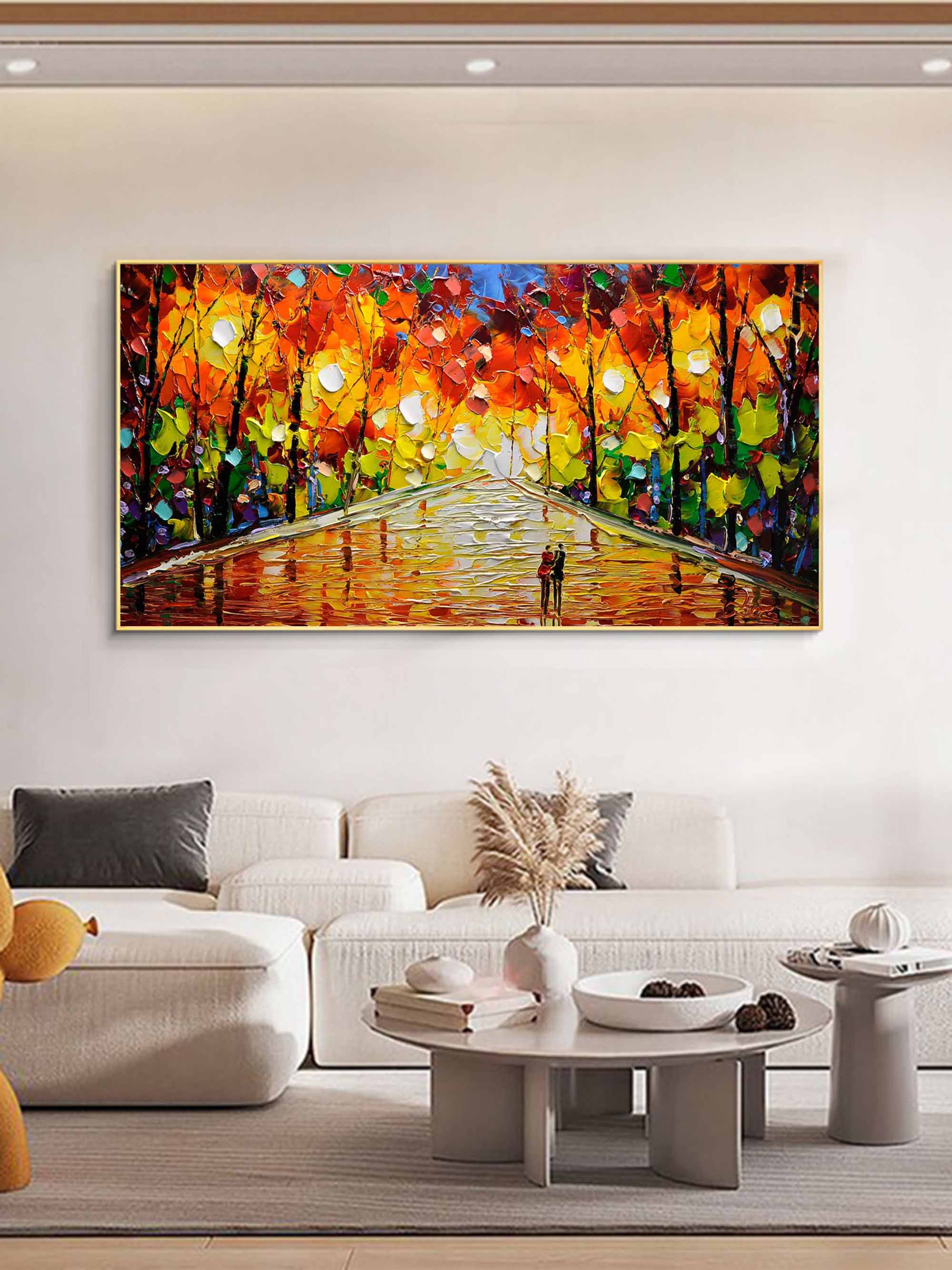 Autumn Walk Impasto Landscape Painting