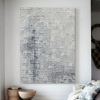 Silver Gray Textured Grid Wall Art
