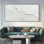 Minimalist 3D Textured White Wall Art Ocean Waves Painting