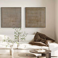 Earthy Textured Linear Pattern Diptych Wall Art Set
