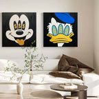 Money Obsessed Mickey Donald Diptych Painting