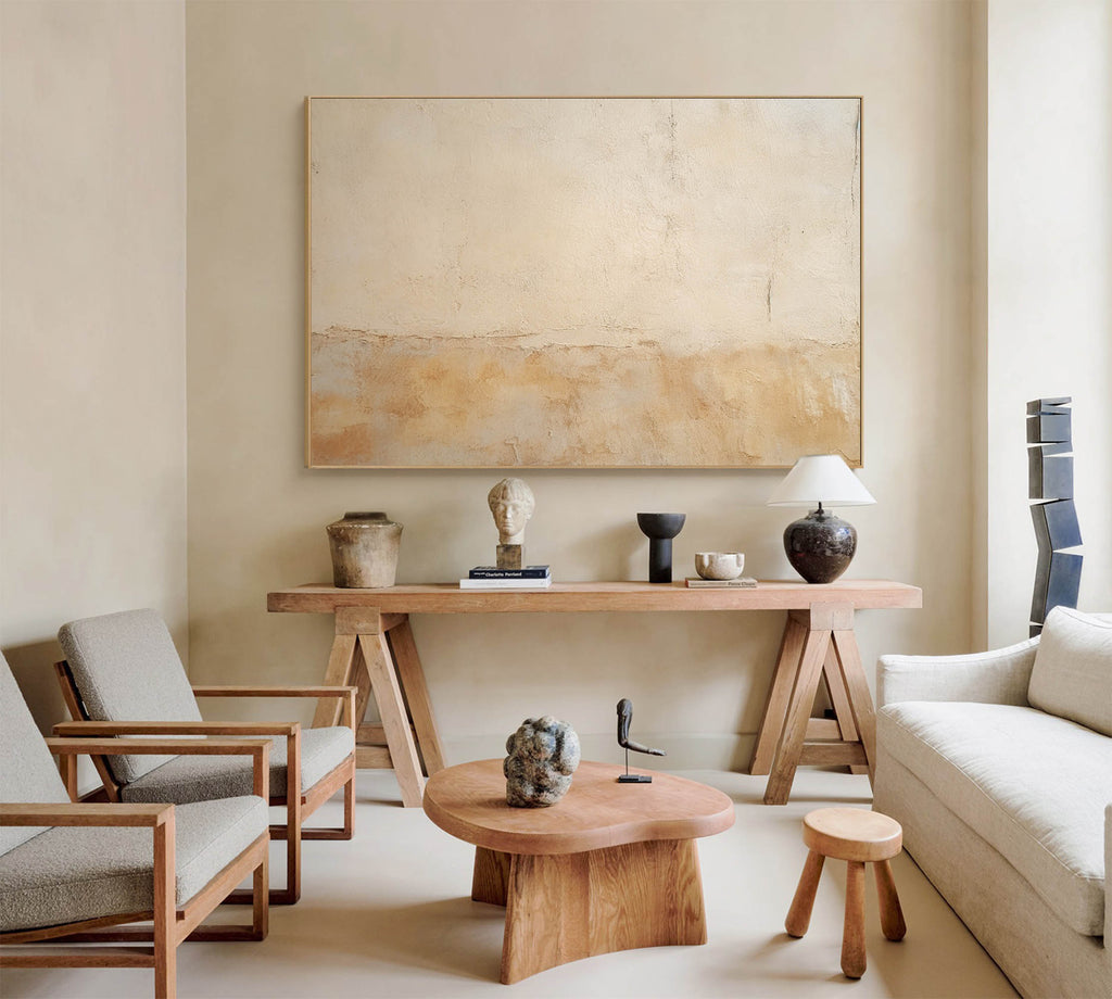 Wabi-Sabi Textured Wall Art Warm Beige Earth