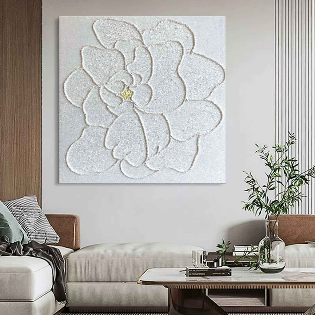 Plaster Art Texture White Textured Flower Painting