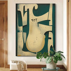 Teal and Neutral Textured Geometric Wall Art