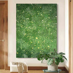 Lush Green Textured Geometric Oil Painting