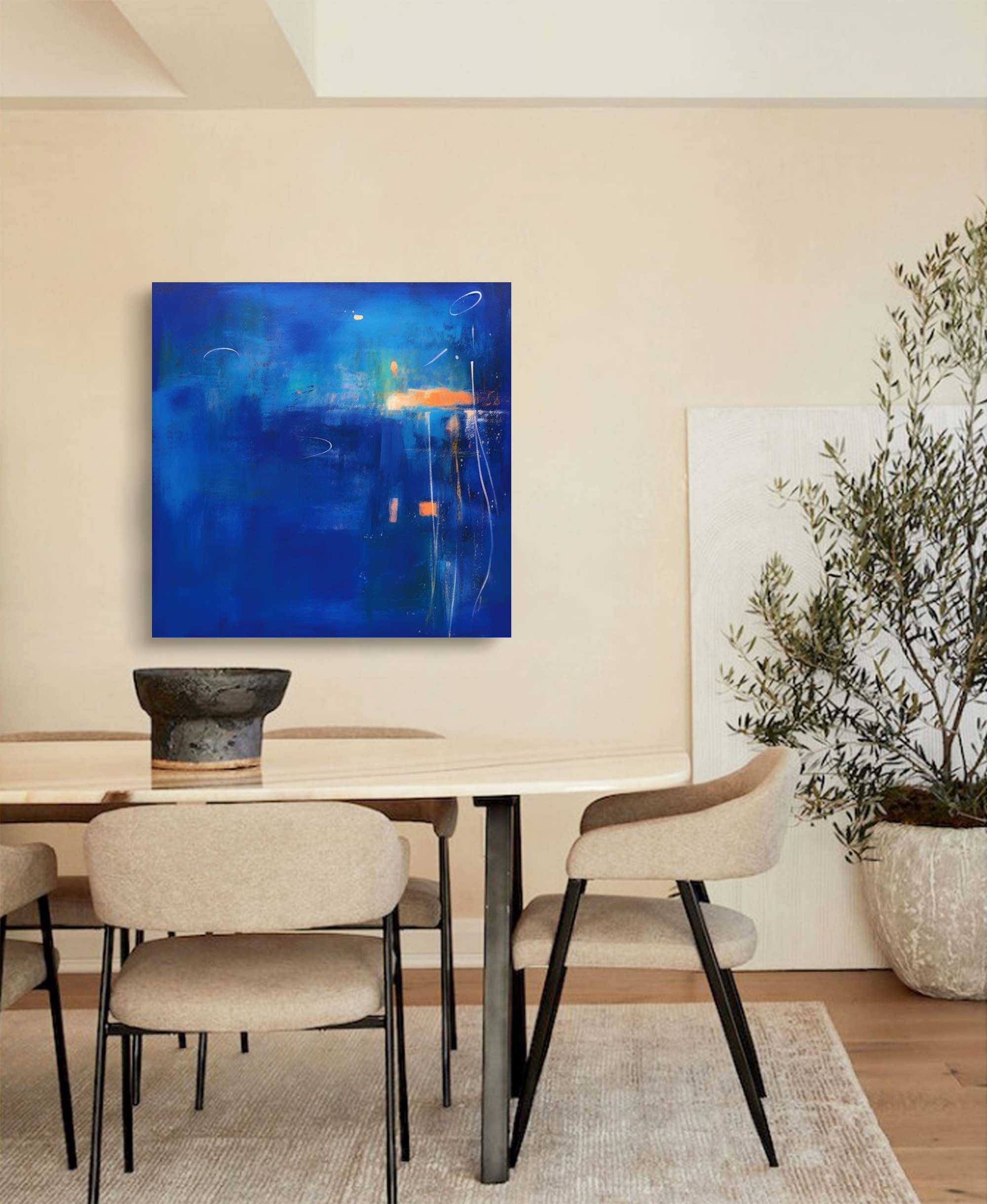 Abstract Expressionist Twilight Reflection Painting