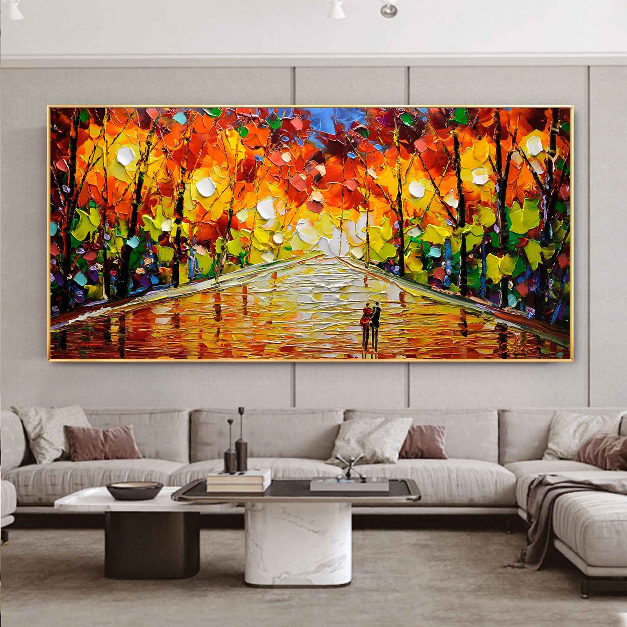 Autumn Walk Impasto Landscape Painting