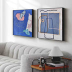 Set of 2 Textured Fiber Art Blue Pink Wall Art